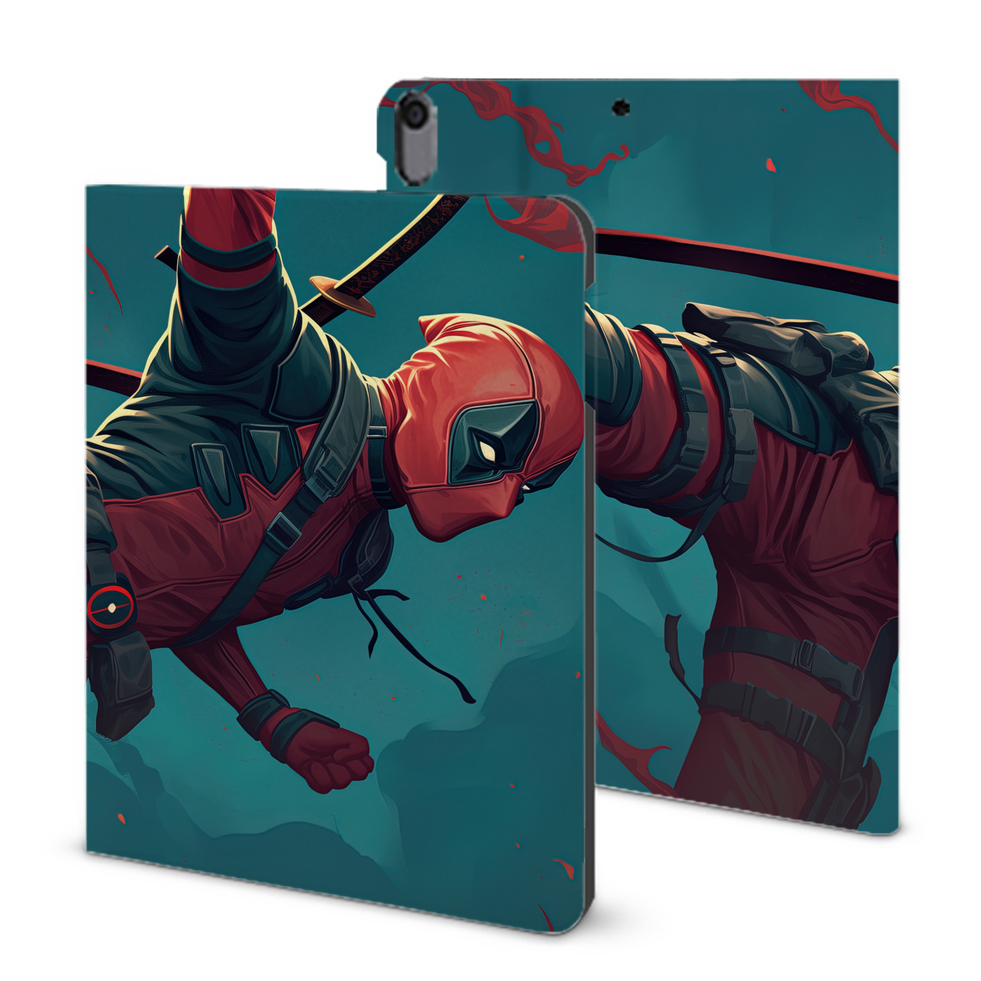 （画像用） Deadpool デッドプール IPad ケース ブック型 PUレザー TPU 耐衝撃 軽量 薄型 ペン収納なし 全面保護 IPad 各モデル対応